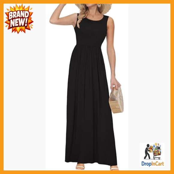 Classic Sleeveless Maxi Dress Loose Casual Maternity Elegant Summer Wear - Picture 2 of 7